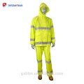 Fluoreszierendes gelbes PVC / Nylon-Material mit hoher Sichtbarkeit Multi-Pocket-Jacke gelb reflektierende Regenmantel heißer Verkauf auf Alibaab